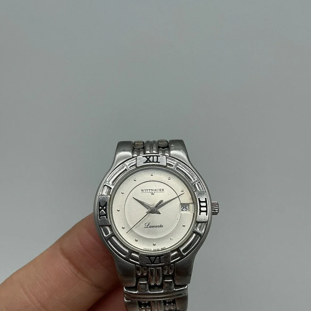 Wittnauer Laureate Womens Watch 25mm Silver Tone Date Stainless New Battery 6